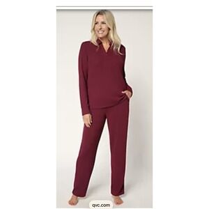 Cuddl Duds Women's Soft Rib Lounge Set Bordeaux Size Large New NWT